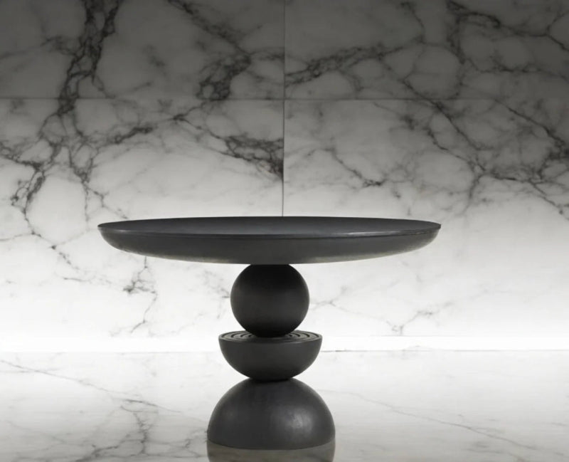 Handmade Round Designer Black Color Dining Table Dining Table - Bone Inlay Furnitures