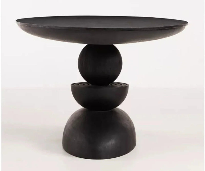 Handmade Round Designer Black Color Dining Table Dining Table - Bone Inlay Furnitures