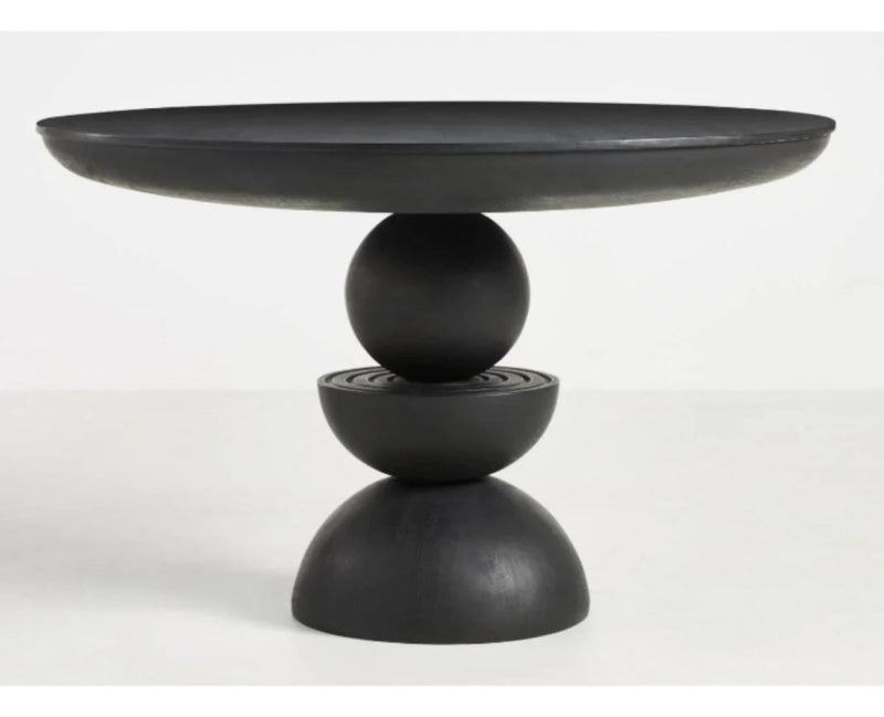 Handmade Round Designer Black Color Dining Table Dining Table - Bone Inlay Furnitures