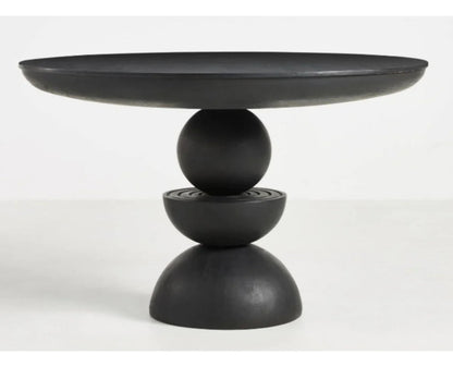 Handmade Round Designer Black Color Dining Table Dining Table - Bone Inlay Furnitures