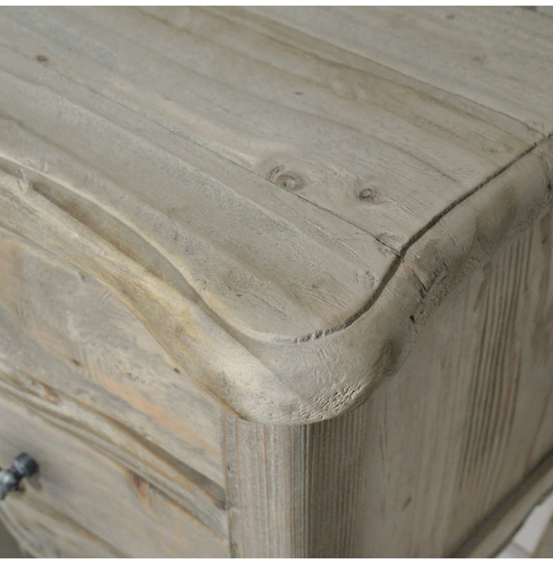 Handmade Rustic French Style Solid Wood Nightstand With Two Drawers Nightstand - Bone Inlay Furnitures