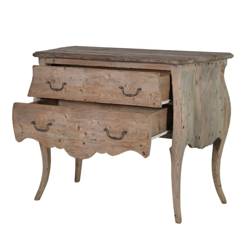 Handmade Rustic Solid Wood Two Drawer Chest Nightstand - Bone Inlay Furnitures