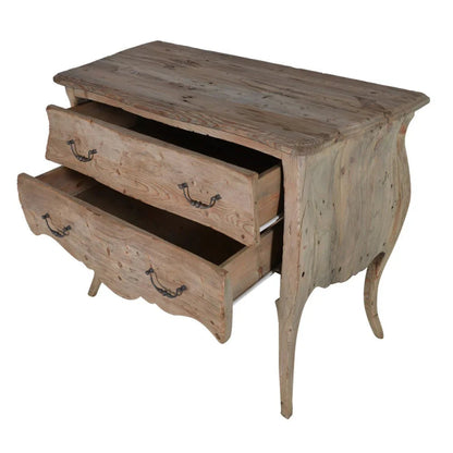 Handmade Rustic Solid Wood Two Drawer Chest Nightstand - Bone Inlay Furnitures