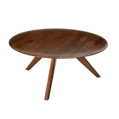 Handmade Solid Teak Wood Designer Round Coffee Table Center Table - Bone Inlay Furnitures