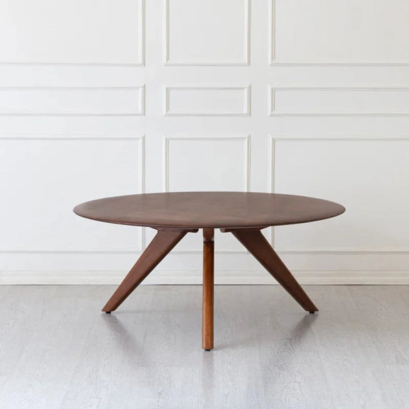 Handmade Solid Teak Wood Designer Round Coffee Table Center Table - Bone Inlay Furnitures