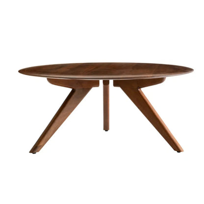 Handmade Solid Teak Wood Designer Round Coffee Table Center Table - Bone Inlay Furnitures