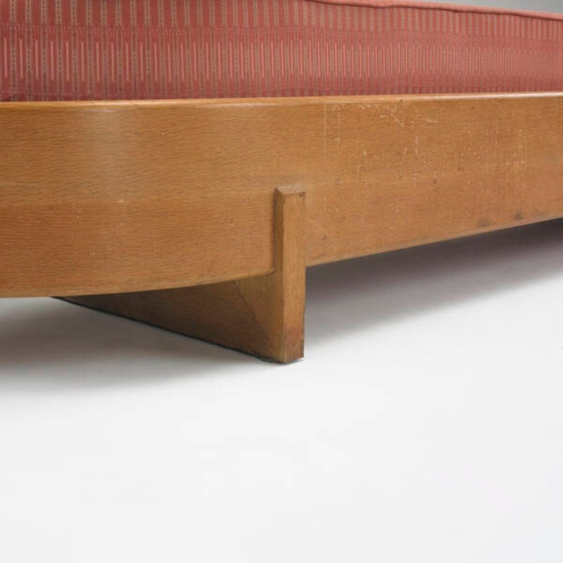 Handmade Sophisticated Brown Armless Upholstered Wooden Bench Daybed - Bone Inlay Furnitures