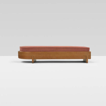 Handmade Sophisticated Brown Armless Upholstered Wooden Bench Daybed - Bone Inlay Furnitures