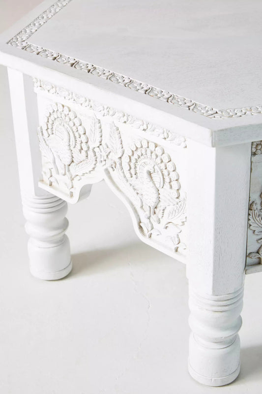 Handmade Stunning Carved Wooden Peacock Storage Drawer Coffee Table Coffee Table - Bone Inlay Furnitures