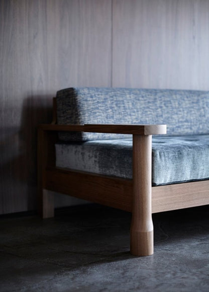 Handmade Teak Wood Upholstered Sofa With Arm Sofa - Bone Inlay Furnitures