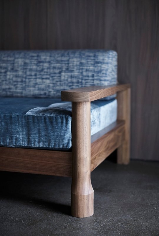 Handmade Teak Wood Upholstered Sofa With Arm Sofa - Bone Inlay Furnitures