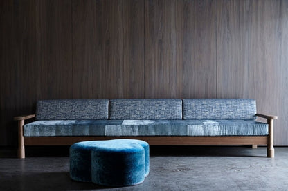 Handmade Teak Wood Upholstered Sofa With Arm Sofa - Bone Inlay Furnitures