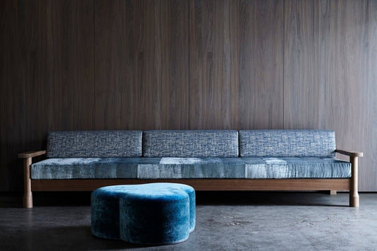 Handmade Teak Wood Upholstered Sofa With Arm Sofa - Bone Inlay Furnitures