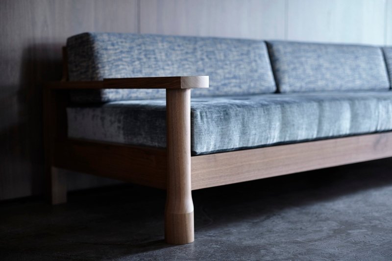 Handmade Teak Wood Upholstered Sofa With Arm Sofa - Bone Inlay Furnitures