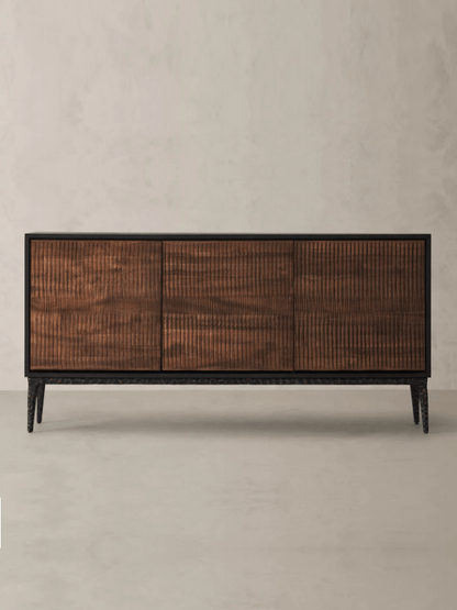 Handmade Three Door Solid Wood Metal Frame Design Sideboard Buffet & Sideboard - Bone Inlay Furnitures