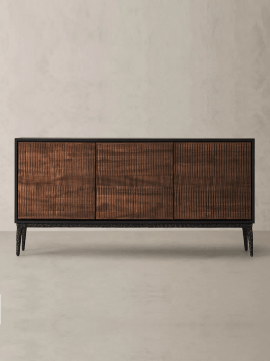 Handmade Three Door Solid Wood Metal Frame Design Sideboard Buffet & Sideboard - Bone Inlay Furnitures