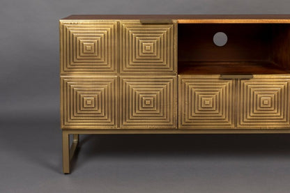 Handmade Two Door Art Deco Brass Metal Sideboard With A Drawer Sideboard - Bone Inlay Furnitures