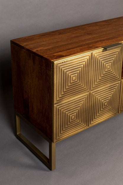 Handmade Two Door Art Deco Brass Metal Sideboard With A Drawer Sideboard - Bone Inlay Furnitures