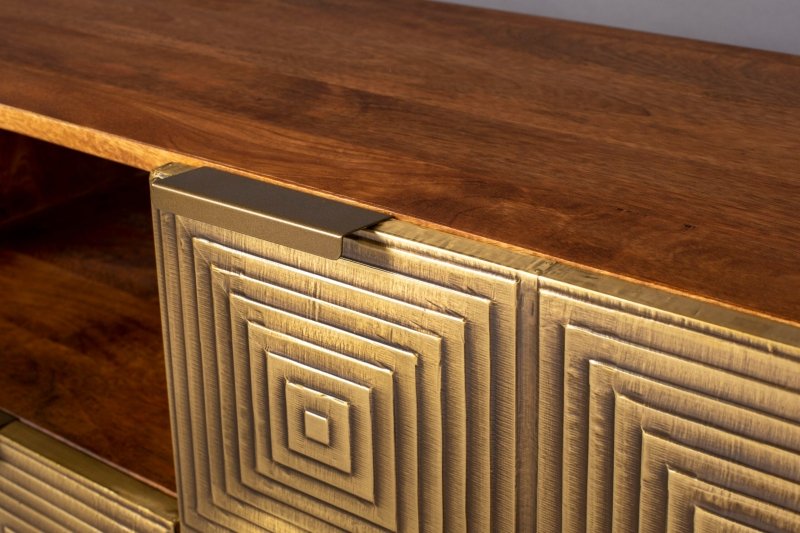 Handmade Two Door Art Deco Brass Metal Sideboard With A Drawer Sideboard - Bone Inlay Furnitures