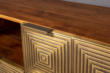 Handmade Two Door Art Deco Brass Metal Sideboard With A Drawer Sideboard - Bone Inlay Furnitures