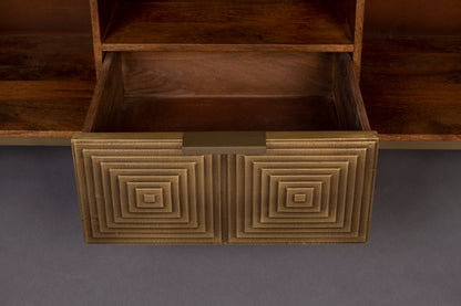 Handmade Two Door Art Deco Brass Metal Sideboard With A Drawer Sideboard - Bone Inlay Furnitures