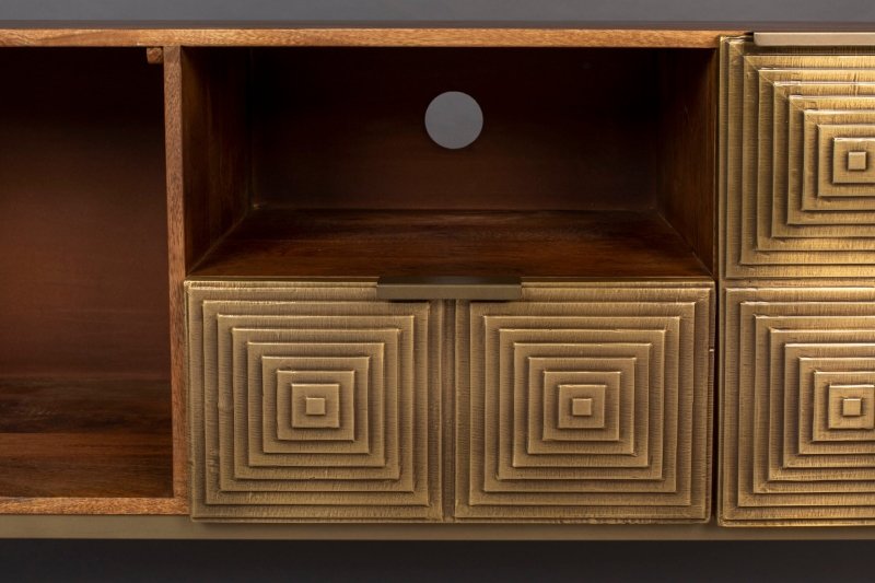 Handmade Two Door Art Deco Brass Metal Sideboard With A Drawer Sideboard - Bone Inlay Furnitures