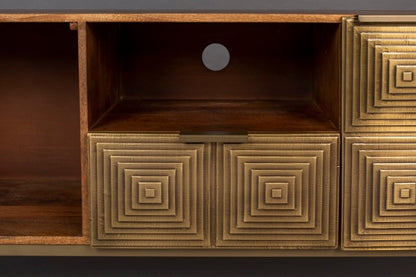 Handmade Two Door Art Deco Brass Metal Sideboard With A Drawer Sideboard - Bone Inlay Furnitures