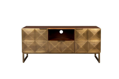 Handmade Two Door Art Deco Brass Metal Sideboard With A Drawer Sideboard - Bone Inlay Furnitures