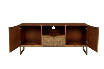 Handmade Two Door Art Deco Brass Metal Sideboard With A Drawer Sideboard - Bone Inlay Furnitures
