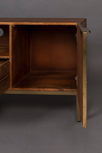 Handmade Two Door Art Deco Brass Metal Sideboard With A Drawer Sideboard - Bone Inlay Furnitures