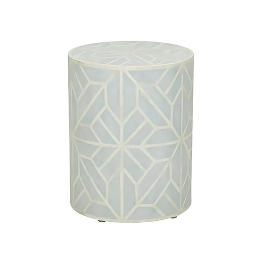 Handmade Unique Artisan - Crafted Sea Green Bone Inlay Drum Table Coffe Table - Bone Inlay Furnitures