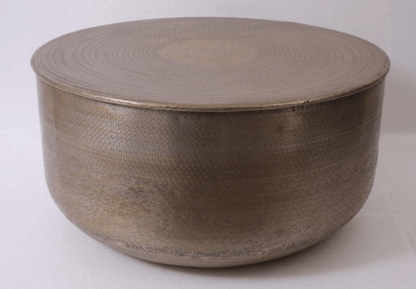 Handmade Westley Metal Center Table | Embossed Metal Round Coffee Table Coffee Table - Bone Inlay Furnitures