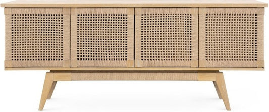 Handmade Wooden Natural Color Rattan Cane Webbing Sideboard Buffet & Sideboard - Bone Inlay Furnitures