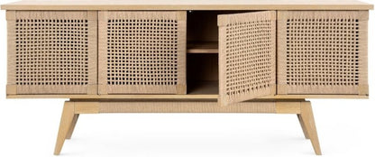 Handmade Wooden Natural Color Rattan Cane Webbing Sideboard Buffet & Sideboard - Bone Inlay Furnitures