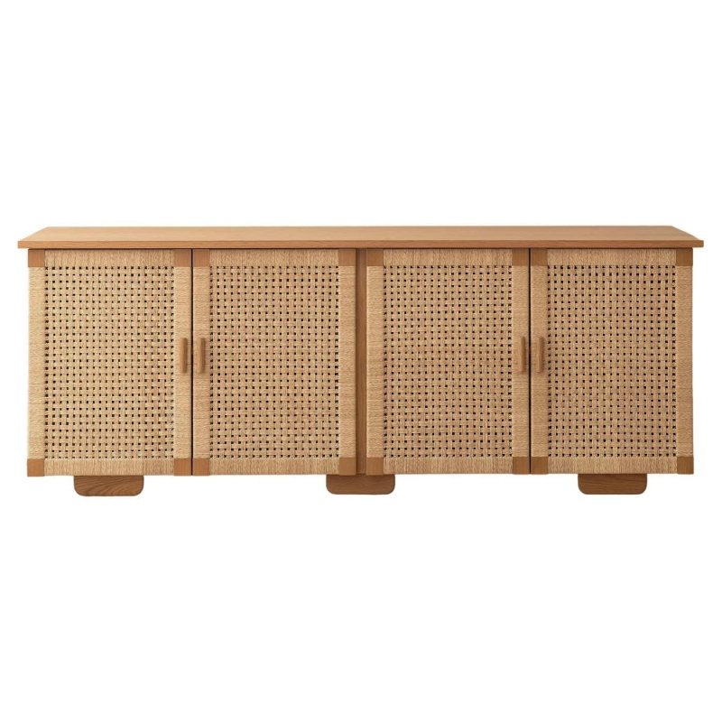 Handmade Wooden Natural Color Sideboard Four Door Caned Buffet Buffet & Sideboard - Bone Inlay Furnitures