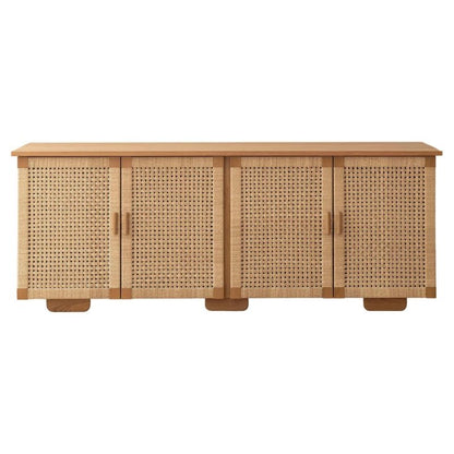 Handmade Wooden Natural Color Sideboard Four Door Caned Buffet Buffet & Sideboard - Bone Inlay Furnitures