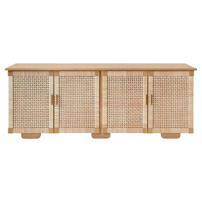 Handmade Wooden Natural Color Sideboard Four Door Caned Buffet Buffet & Sideboard - Bone Inlay Furnitures