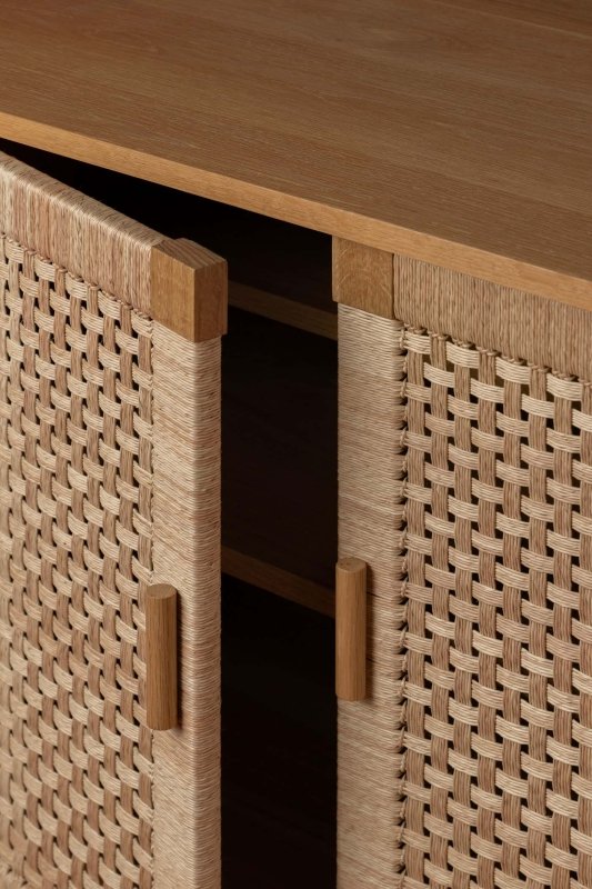 Handmade Wooden Natural Color Sideboard Four Door Caned Buffet Buffet & Sideboard - Bone Inlay Furnitures