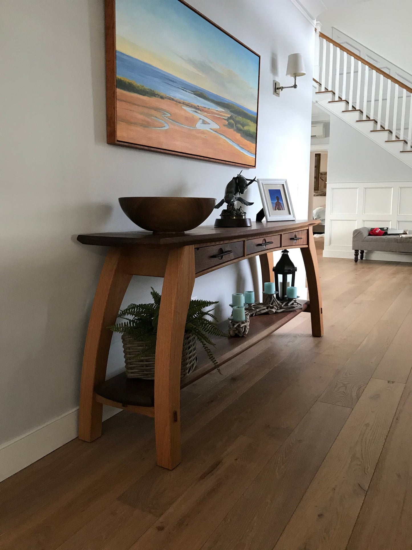 Media Console Table with Three Drawers