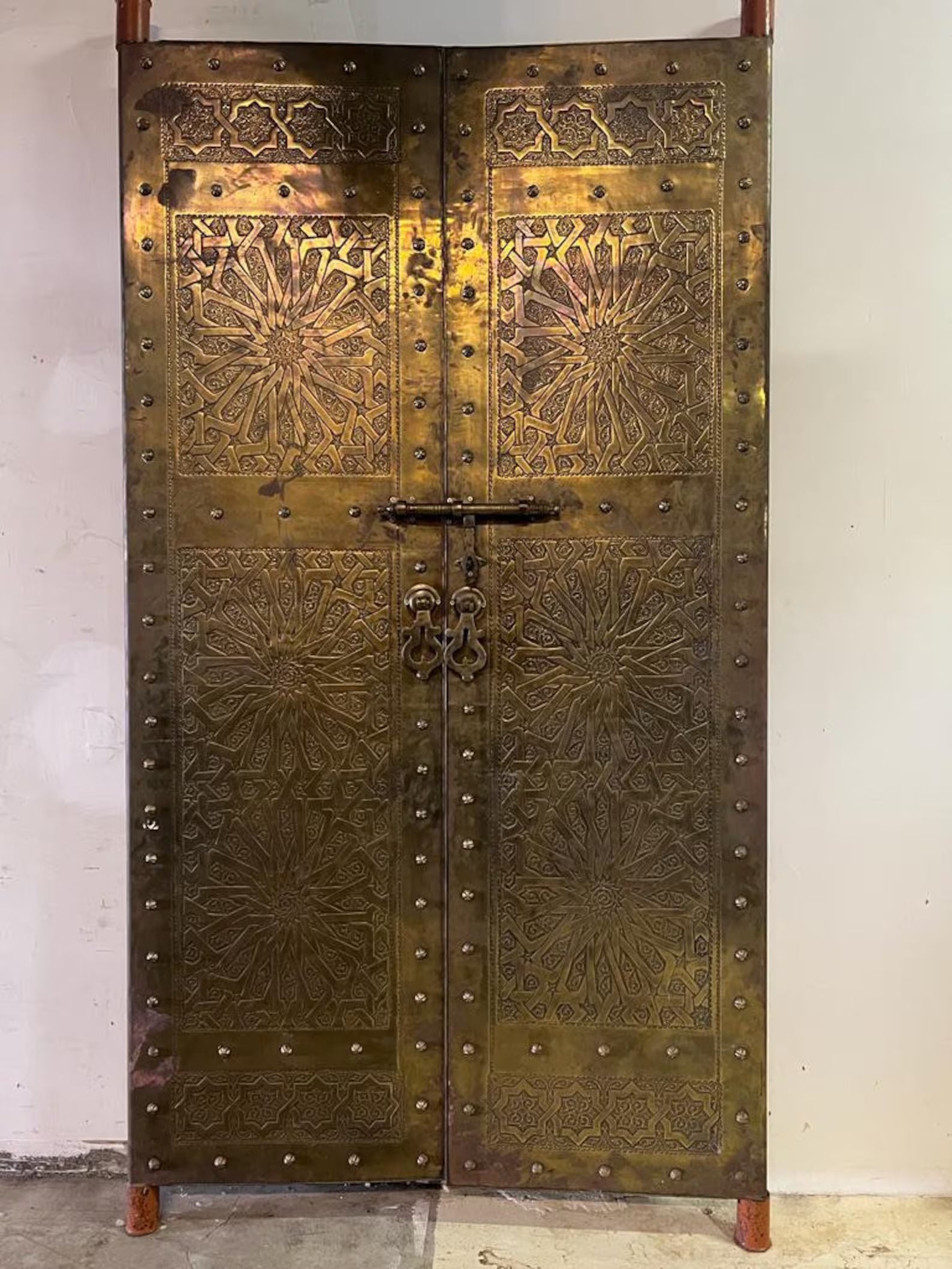Handmade Designer Gold Moroccan Royal Double Door Armoire