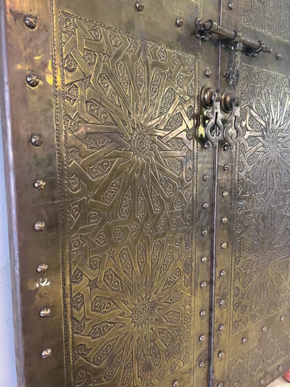 Handmade Designer Gold Moroccan Royal Double Door Armoire