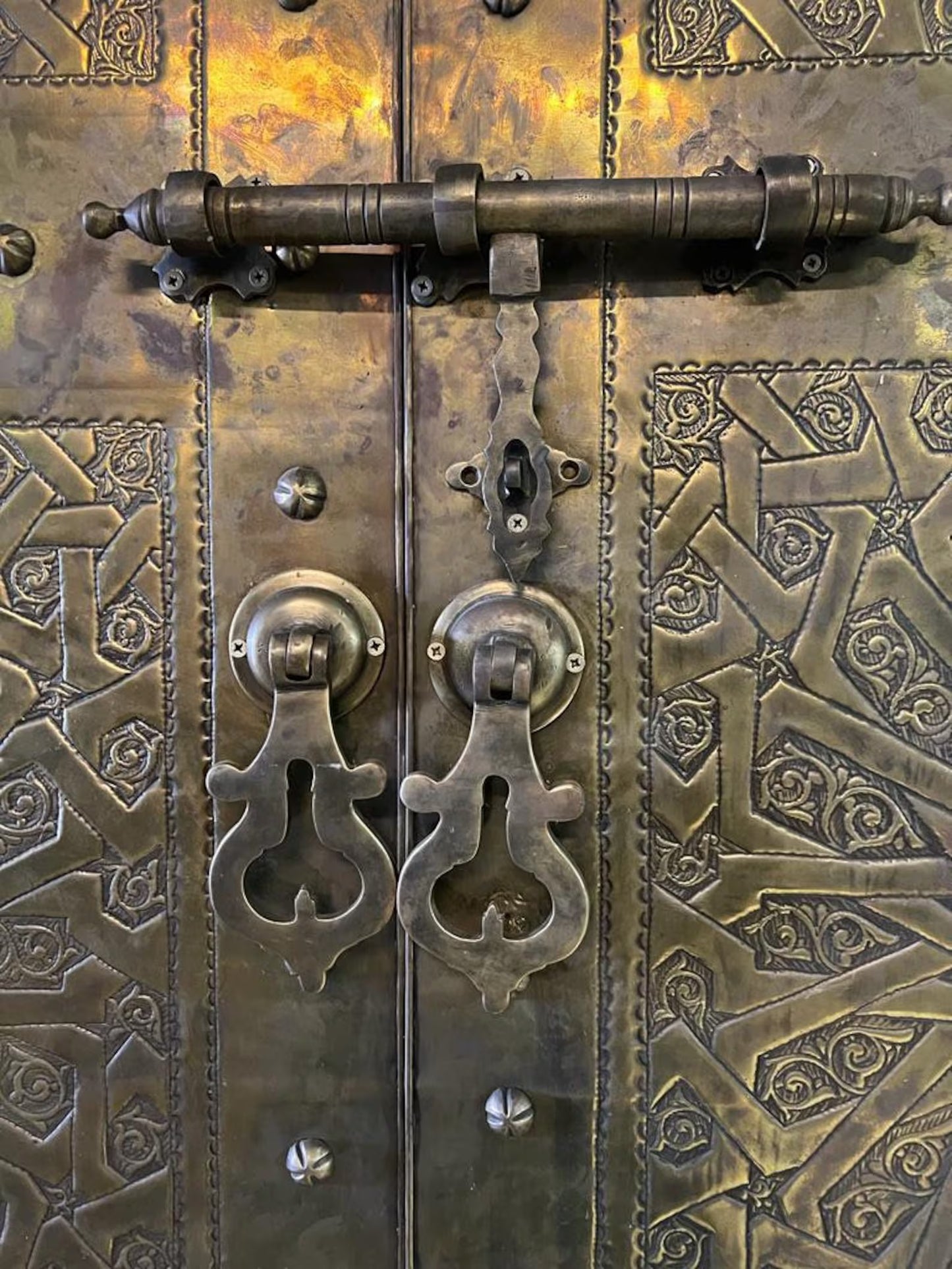 Handmade Designer Gold Moroccan Royal Double Door Armoire