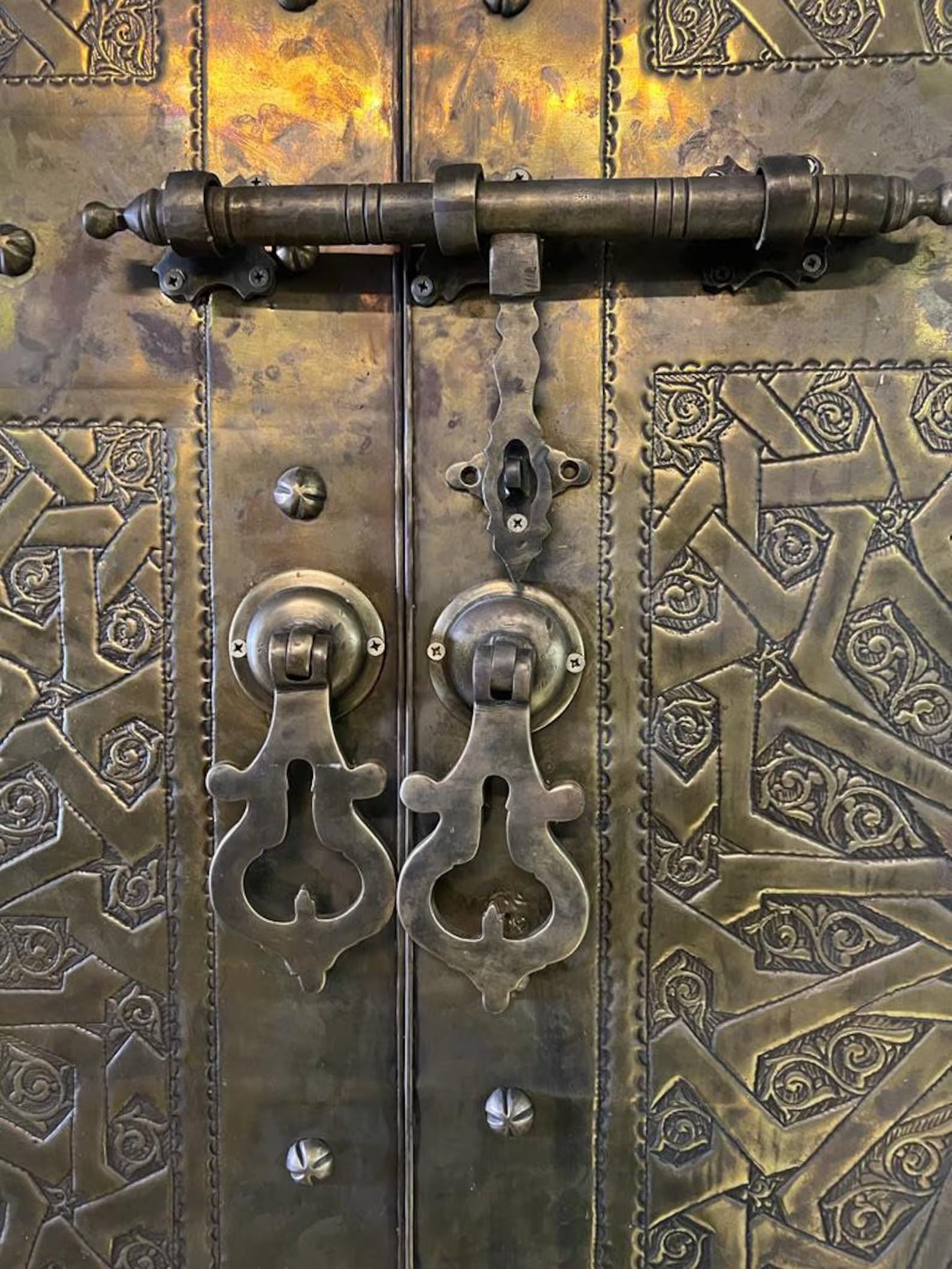 Handmade Designer Gold Moroccan Royal Double Door Armoire