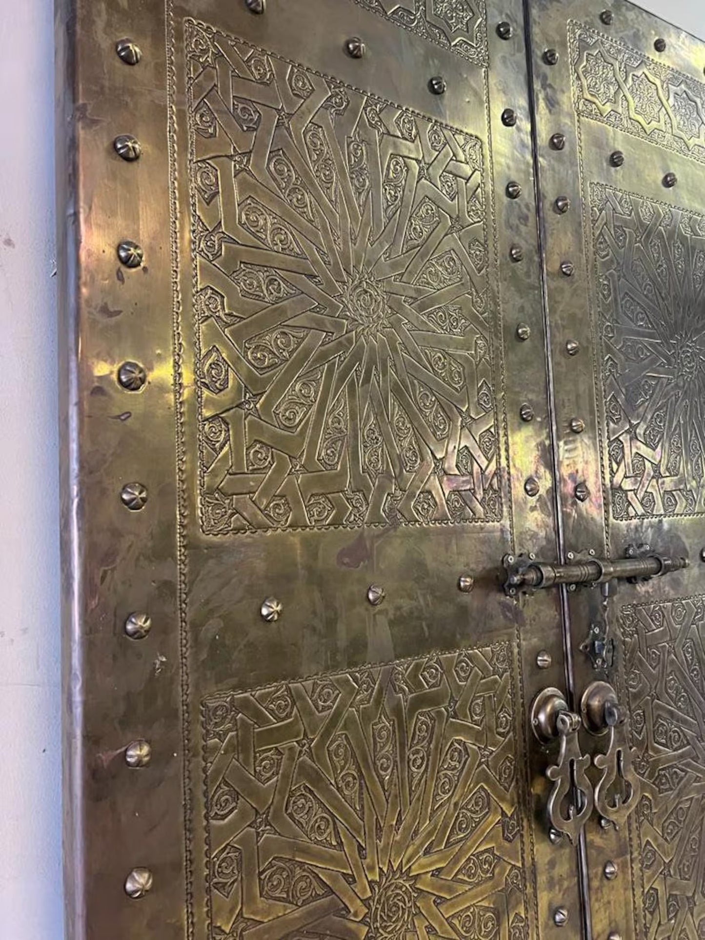 Handmade Designer Gold Moroccan Royal Double Door Armoire