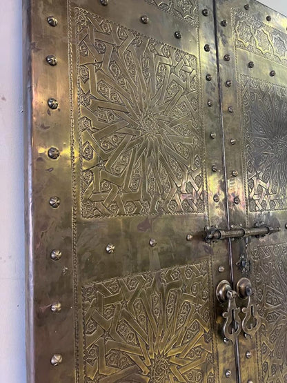 Handmade Designer Gold Moroccan Royal Double Door Armoire