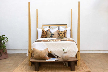 Handmade Solid Wood Colonial Bleached Farmhouse Poster Bed Frame