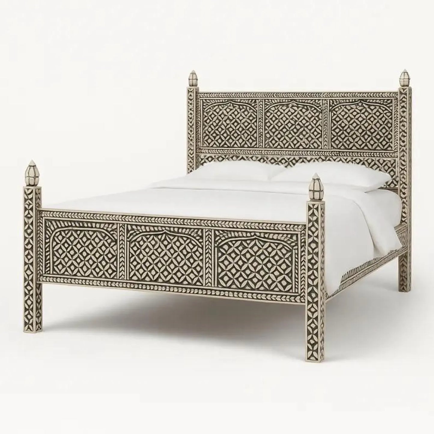 Full Bed with Carved Posts