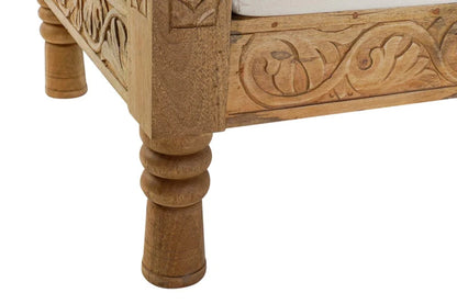 Indian Wood Carved Floral Daybed - Bone Inlay Furnitures