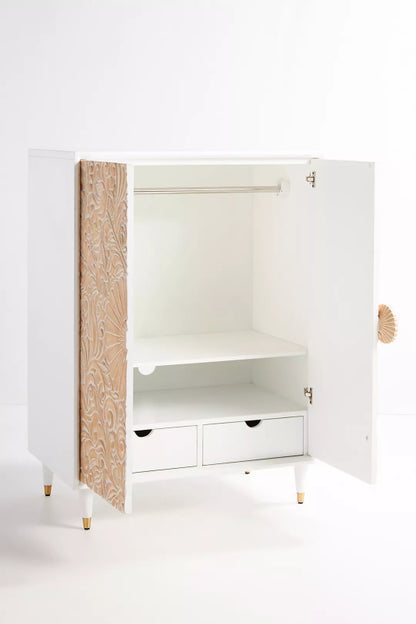 Indigo Hand - Carved Gulliver Armoire Closet – Solid Wood Bedroom Armoire for Apartment Style Living Armoire - Bone Inlay Furnitures