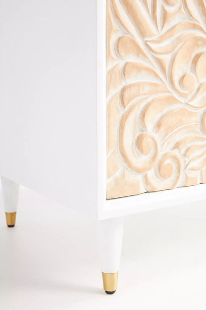 Indigo Hand - Carved Gulliver Armoire Closet – Solid Wood Bedroom Armoire for Apartment Style Living Armoire - Bone Inlay Furnitures